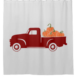 Vintager LKW mit Pumpkins Fall Duschvorhang