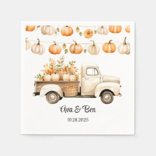 Vintager LKW mit Pumpkins Hochzeit Serviette