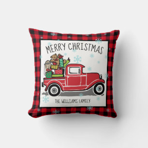 Vintager LKW mit Spielwaren-frohen Weihnachten Kissen