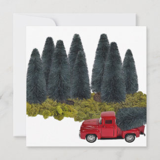 Vintager LKW mit Weihnachtsbaum Feiertagskarte