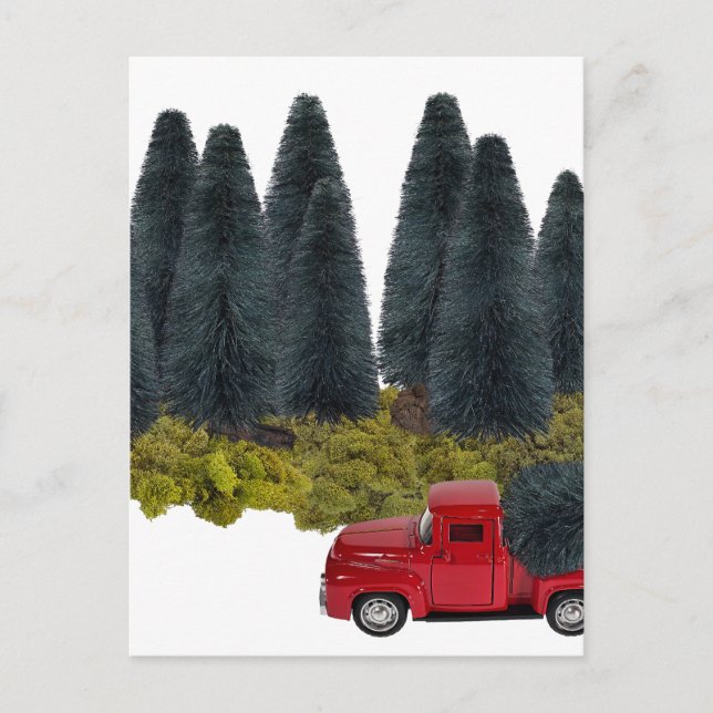 Vintager LKW mit Weihnachtsbaum Postkarte (Vorderseite)