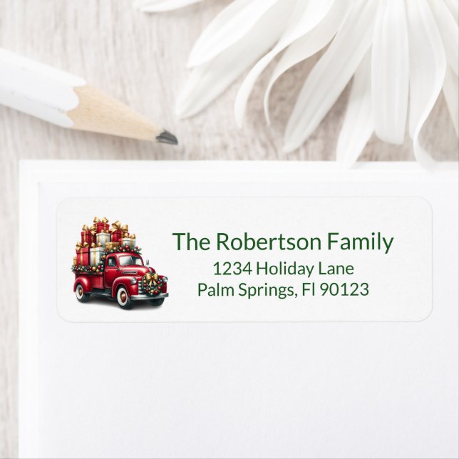 Vintager Lkw präsentiert grüne Rücksendeadresse (Insitu)