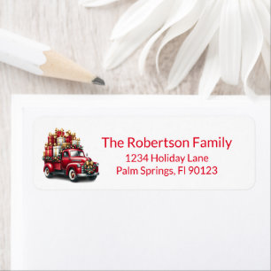 Vintager Lkw präsentiert rote Rücksendeadresse