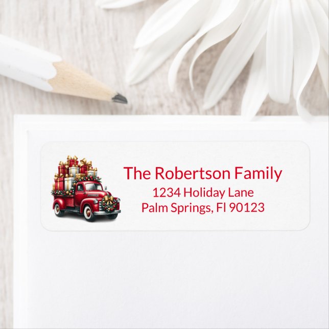 Vintager Lkw präsentiert rote Rücksendeadresse (Insitu)