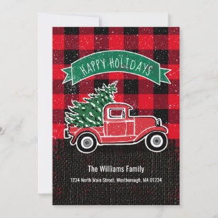 Vintager LKW Roter Buffalo Karierter Ferienverkehr Ankündigung