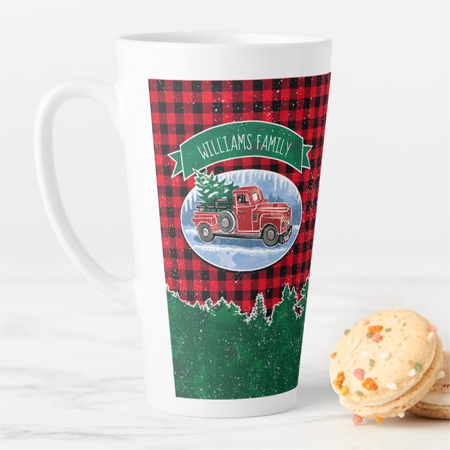 Vintager LKW Rustikaler Büffalo Karierter Monogram Milchtasse (Beispiel)