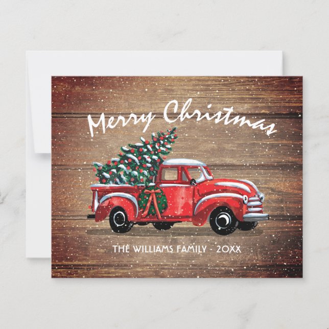 Vintager LKW Rustikaler Frohe Weihnachtskarte (Vorderseite)