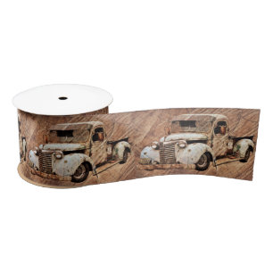 Vintager LKW Rustikales Holz Satinband