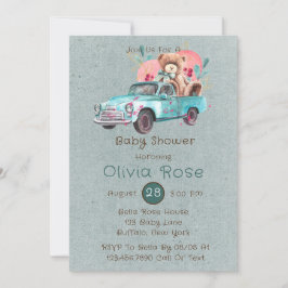 Vintager LKW Teddy Bear Babydusche Einladung