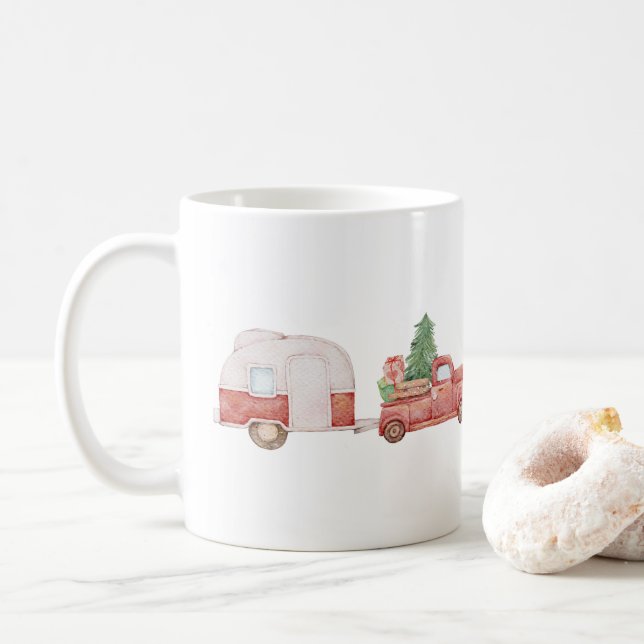 Vintager LKW und Campingweihnachtsfest Kaffeetasse (Mit Donut)