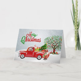 Vintager Lkw und Fox-Weihnachtskarte Feiertagskarte