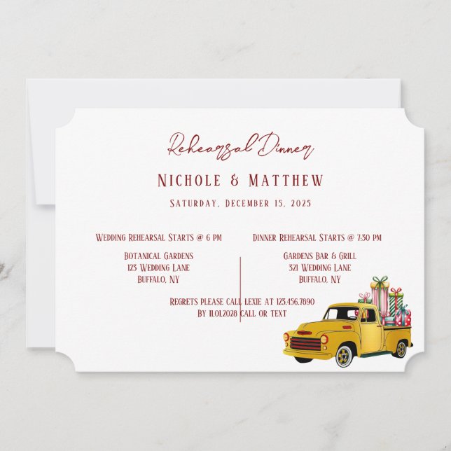 Vintager Lkw Weihnachts-Probe Einladung (Vorderseite)