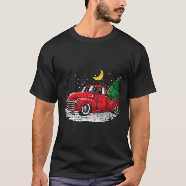 Vintager LKW Weihnachtsbaum Retro Klassischer Wage T-Shirt (Vorderseite)