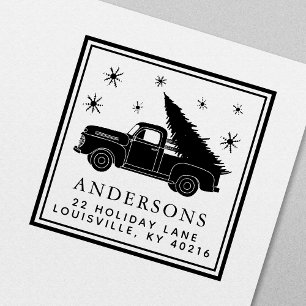 Vintager Lkw Weihnachtsbaum Weihnachtsanschrift Permastempel