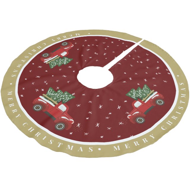 Vintager LKW Weihnachtskrug Polyester gebürstet Weihnachtsbaumdecke (Schrägansicht)