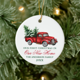 Vintager LKWs Neue Zuhause Weihnachten Keramik Ornament