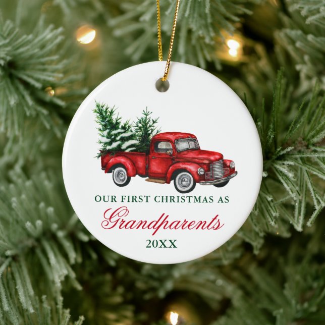 Vintager LKWs Weihnachten Weihnachten Keramik Ornament (Baum)