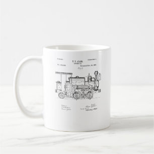 Vintager Lokomotivdampf-Zug des Patent-Druck-1886 Kaffeetasse