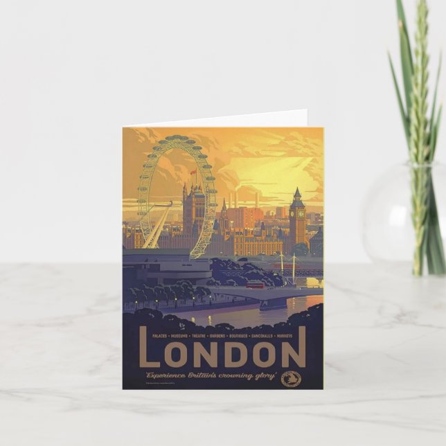 Vintager London Big Ben Parliament Thames River Karte (Vorderseite)