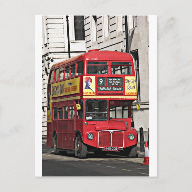 Vintager Londoner Bus Postkarte (Vorderseite)