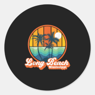 Vintager Long Beach Mississippi Sommer 90er Jahre Runder Aufkleber