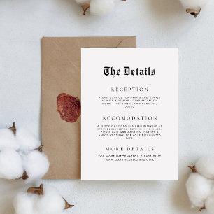 Vintager Look altmodische, einfache Hochzeitsdetai Begleitkarte