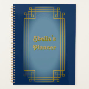 Vintager Look Blue und Gold Art Deco Rahmen Planer