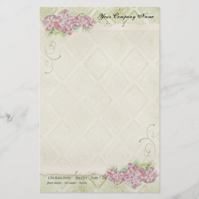 Vintager Look Blumenblauer Hydrangea Blume wirbeln Briefpapier (Vorderseite)