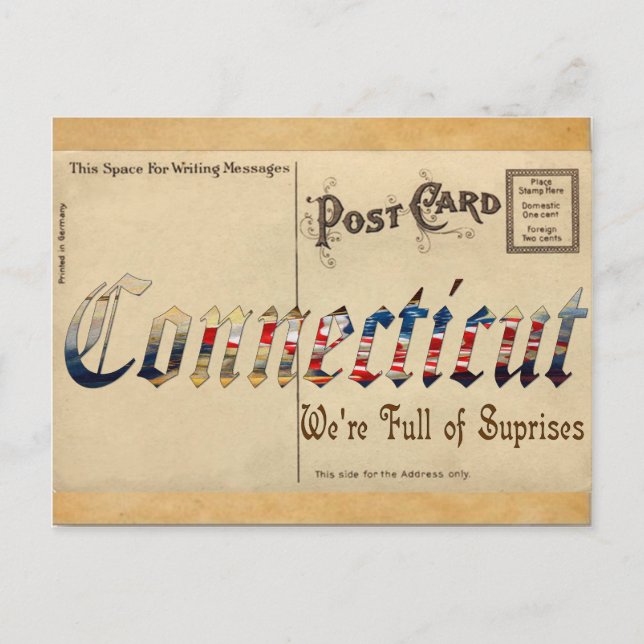 Vintager Look Connecticut alte Postkarte (Vorderseite)