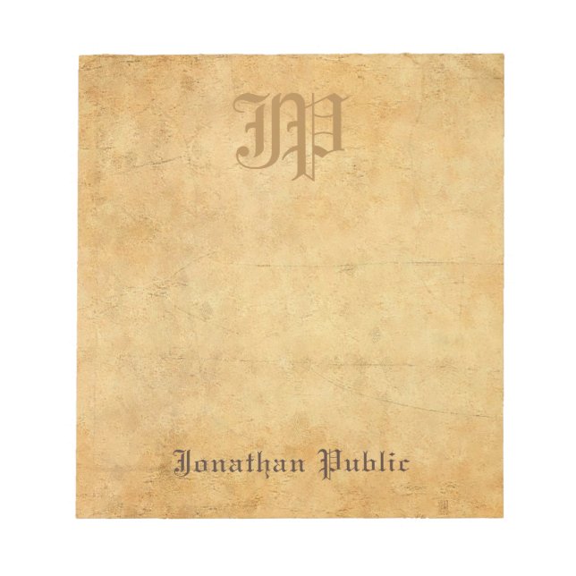 Vintager Look für Mit Monogramm Vorlage Notizblock (Vorderseite)