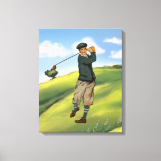 Vintager Look Golfer Golf Leinwanddruck