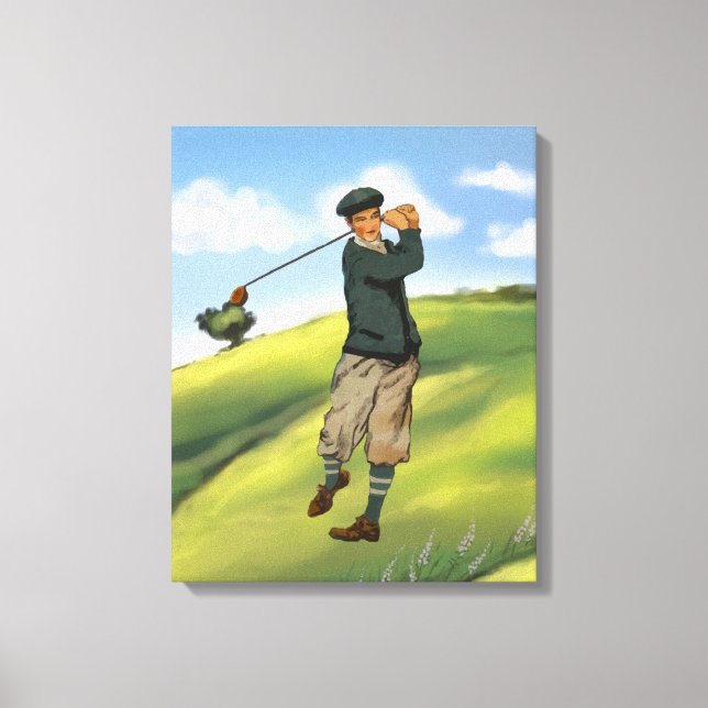 Vintager Look Golfer Golf Leinwanddruck (Vorderseite)