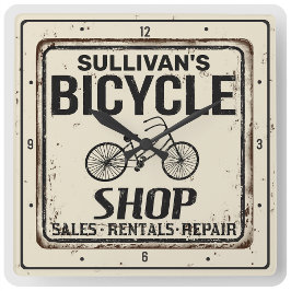 Vintager Look Personalisiert Bike Bicycle Reparatu Quadratische Wanduhr