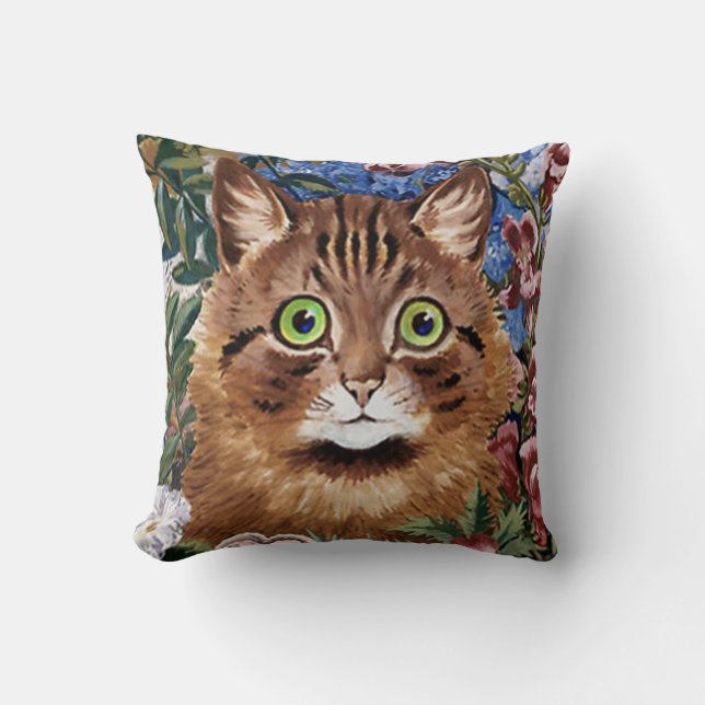 VINTAGER LOUISWAIN CAT IM BLUMEN-GARTEN KISSEN (Vorderseite)