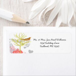 Vintager Lovebird Musical Coral Damask Tree