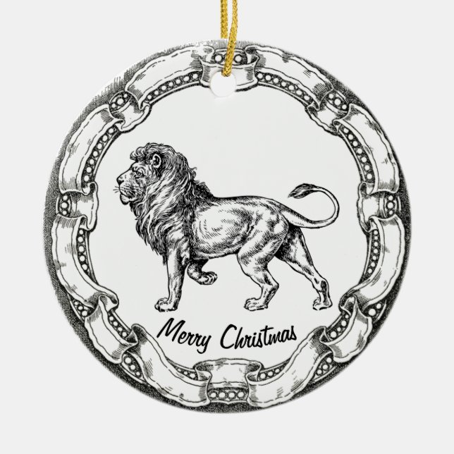 Vintager Löwe personifizieren Keramik Ornament (Vorne)