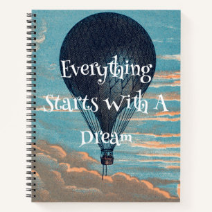 Vintager Luftballon Dream Traum Zitat Notizbuch