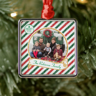 Vintager Luftpost Glitzer Weihnachts Foto Car Ornament Aus Metall