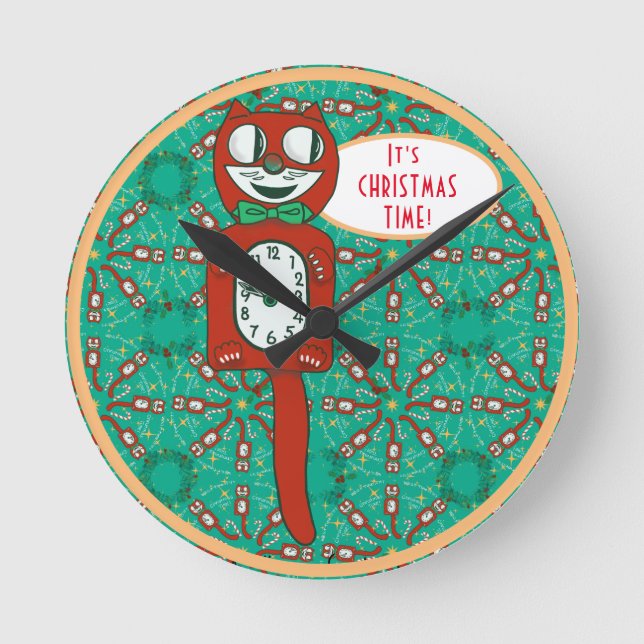 Vintager, lustiger Katzenkugel Akrylhalterung Uhr (Vorderseite)