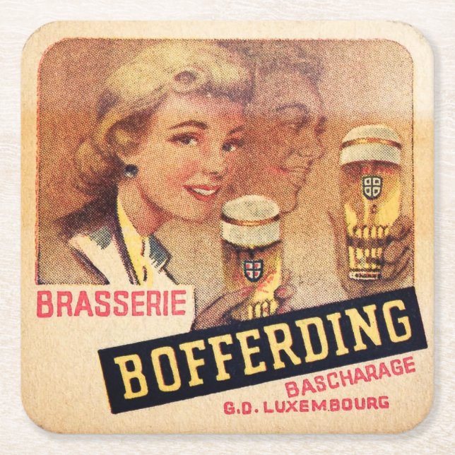 Vintager luxemburgischer Untersetzer für das Bier (Vorderseite)