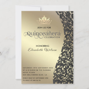 Vintager Luxus-Damaskus tiara Quinceañera Invi Einladung