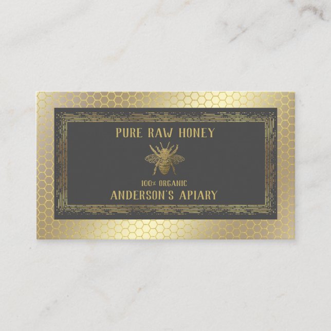Vintager Luxusgoldenhonig/Bienenzucht Visitenkarte (Vorderseite)