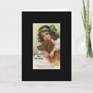 Vintager Mädchen-und Hundest patrick Tag Karte