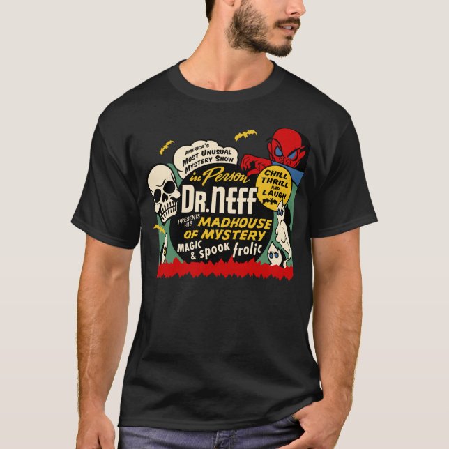 Vintager "Madhouse des Geheimnisses" T - Shirt (Vorderseite)