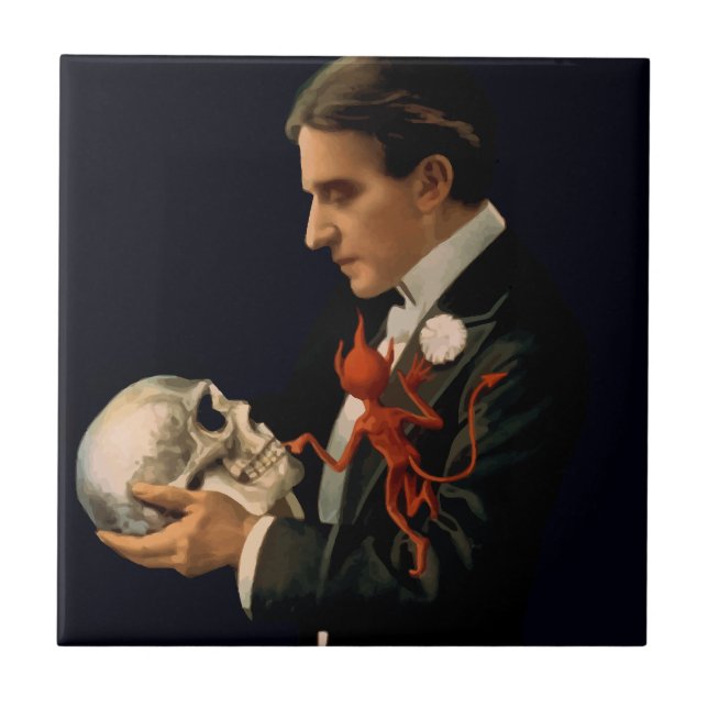 Vintager Magier, Thurston, der einen menschlichen  Fliese (Vorderseite)