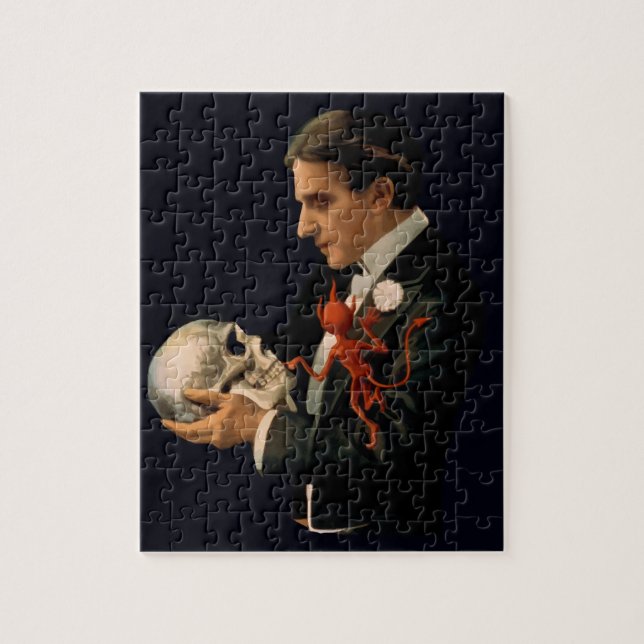 Vintager Magier, Thurston, der einen menschlichen  Puzzle (Vertikal)