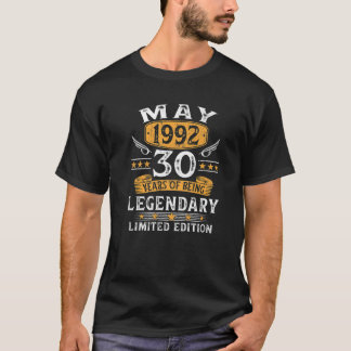 Vintager Mai 1992 30 Jahre 30 Geburtstagsgeschenke T-Shirt