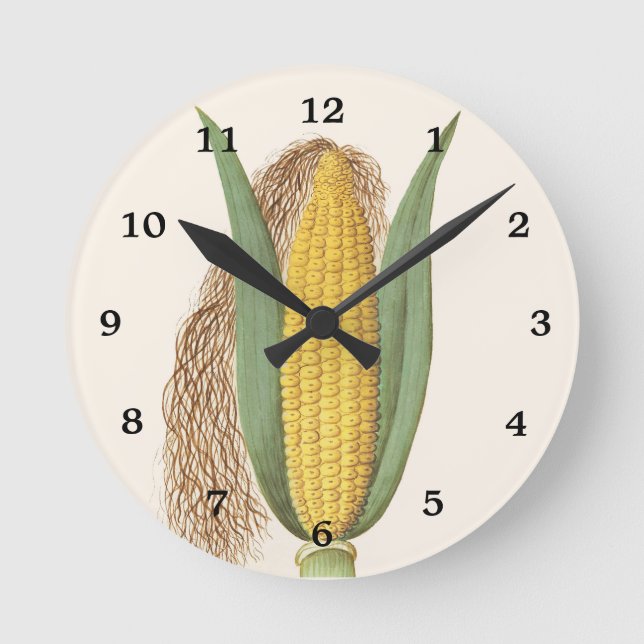 Vintager Maishusk-Illustration Runde Wanduhr (Vorderseite)