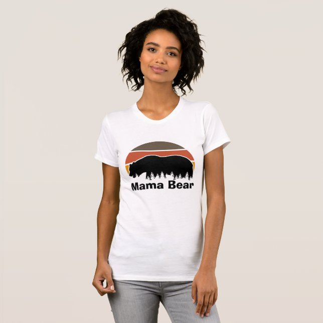Vintager Mama Bear Retro Sunset T - Shirt (Vorne ganz)