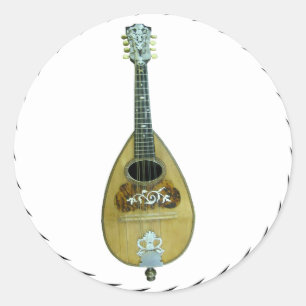 VINTAGER MANDOLIN-STICKER RUNDER AUFKLEBER